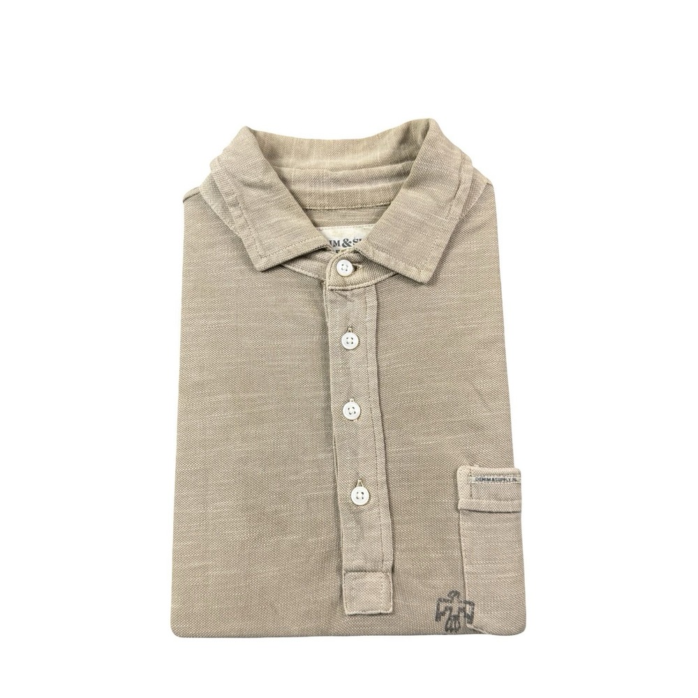 Ralph Lauren Denim & Supply Brown Cotton Thunderbird Polo Shirt Size Small VTG